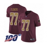 Men's Washington Redskins #77 Ereck Flowers Burgundy Red Gold Number Alternate 80TH Anniversary Vapor Untouchable Limited Player 100th Season Football Jers