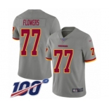 Men's Washington Redskins #77 Ereck Flowers Limited Gray Inverted Legend 100th Season Football Jersey