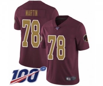 Men's Washington Redskins #78 Wes Martin Burgundy Red Gold Number Alternate 80TH Anniversary Vapor Untouchable Limited Player 100th Season Football Jersey