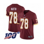 Men's Washington Redskins #78 Wes Martin Burgundy Red Team Color Vapor Untouchable Limited Player 100th Season Football Jersey