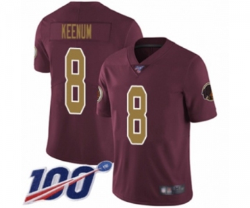 Men's Washington Redskins #8 Case Keenum Burgundy Red Gold Number Alternate 80TH Anniversary Vapor Untouchable Limited Player 100th Season Football Jersey