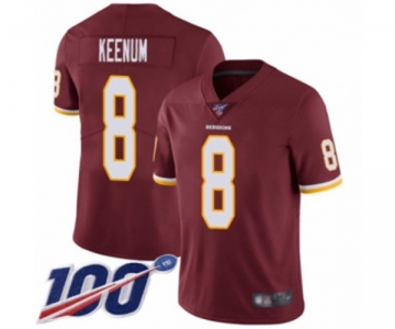 Men's Washington Redskins #8 Case Keenum Burgundy Red Team Color Vapor Untouchable Limited Player 100th Season Football Jersey