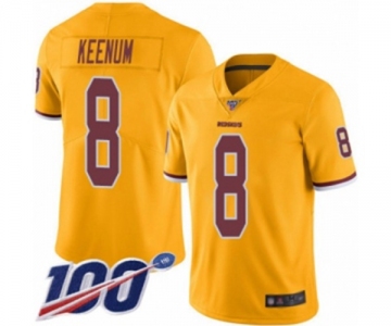 Men's Washington Redskins #8 Case Keenum Limited Gold Rush Vapor Untouchable 100th Season Football Jersey