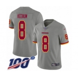 Men's Washington Redskins #8 Case Keenum Limited Gray Inverted Legend 100th Season Football Jersey