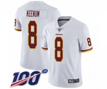 Men's Washington Redskins #8 Case Keenum White Vapor Untouchable Limited Player 100th Season Football Jersey