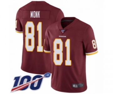 Men's Washington Redskins #81 Art Monk Burgundy Red Team Color Vapor Untouchable Limited Player 100th Season Football Jersey