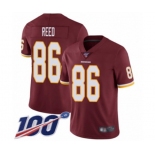 Men's Washington Redskins #86 Jordan Reed Burgundy Red Team Color Vapor Untouchable Limited Player 100th Season Football Jersey