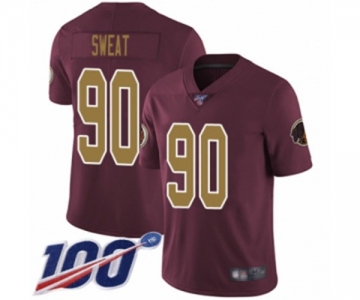 Men's Washington Redskins #90 Montez Sweat Burgundy Red Gold Number Alternate 80TH Anniversary Vapor Untouchable Limited Player 100th Season Football Jerse