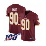 Men's Washington Redskins #90 Montez Sweat Burgundy Red Team Color Vapor Untouchable Limited Player 100th Season Football Jersey