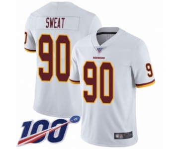 Men's Washington Redskins #90 Montez Sweat White Vapor Untouchable Limited Player 100th Season Football Jersey