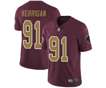 Men's Washington Redskins #91 Ryan Kerrigan Burgundy Red Gold Number Alternate 80TH Anniversary Vapor Untouchable Limited Player Football Jersey