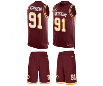 Men's Washington Redskins #91 Ryan Kerrigan Limited Burgundy Red Tank Top Suit Football Jersey