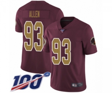 Men's Washington Redskins #93 Jonathan Allen Burgundy Red Gold Number Alternate 80TH Anniversary Vapor Untouchable Limited Player 100th Season Football Jer