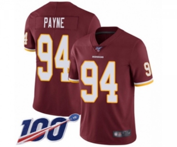 Men's Washington Redskins #94 Da'Ron Payne Burgundy Red Team Color Vapor Untouchable Limited Player 100th Season Football Jersey