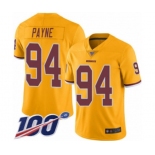 Men's Washington Redskins #94 Da'Ron Payne Limited Gold Rush Vapor Untouchable 100th Season Football Jersey