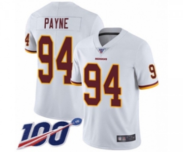 Men's Washington Redskins #94 Da'Ron Payne White Vapor Untouchable Limited Player 100th Season Football Jersey