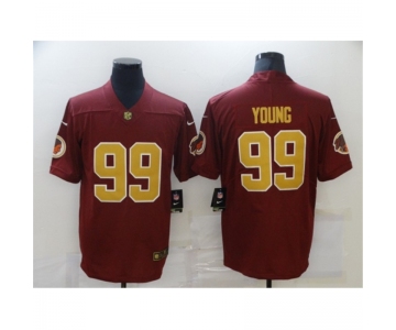 Men's Washington Redskins #99 Chase Young Olive Gold 2020 NFL Draft Vapor Limited Jersey