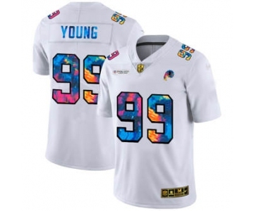 Men's Washington Redskins #99 Chase Young White Multi-Color 2020 Football Crucial Catch Limited Football Jersey