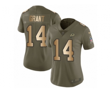 Women Nike Washington Redskins #14 Ryan Grant Limited Olive Gold 2017 Salute to Service NFL Jersey