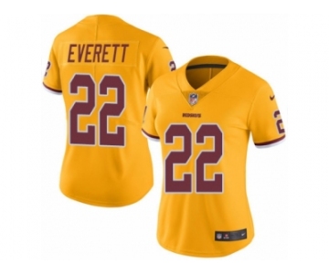 Women Nike Washington Redskins #22 Deshazor Everett Limited Gold Rush Vapor Untouchable NFL Jersey