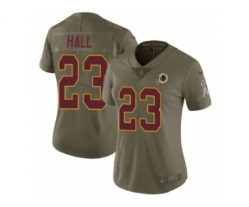 Women Nike Washington Redskins #23 DeAngelo Hall Limited Olive 2017 Salute to Service NFL Jersey