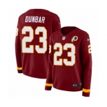 Women Nike Washington Redskins #23 Quinton Dunbar Limited Burgundy Therma Long Sleeve NFL Jersey