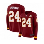 Women Nike Washington Redskins #24 Josh Norman Limited Burgundy Therma Long Sleeve NFL Jersey