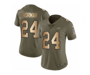 Women Nike Washington Redskins #24 Josh Norman Limited Olive Gold 2017 Salute to Service NFL Jersey