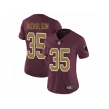 Women Nike Washington Redskins #35 Montae Nicholson Burgundy Red Gold Number Alternate 80TH Anniversary Vapor Untouchable Limited Player NFL Jersey