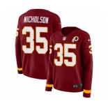 Women Nike Washington Redskins #35 Montae Nicholson Limited Burgundy Therma Long Sleeve NFL Jersey