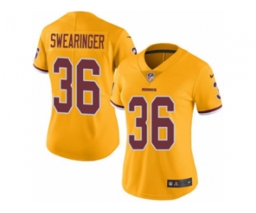 Women Nike Washington Redskins #36 D.J. Swearinger Limited Gold Rush Vapor Untouchable NFL Jersey