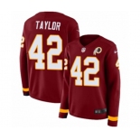 Women Nike Washington Redskins #42 Charley Taylor Limited Burgundy Therma Long Sleeve NFL Jersey