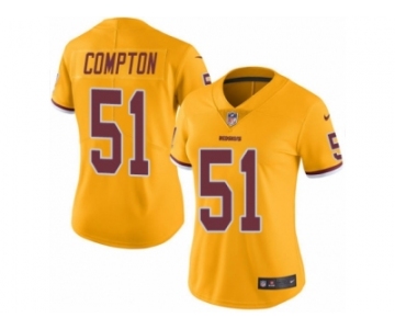 Women Nike Washington Redskins #51 Will Compton Limited Gold Rush Vapor Untouchable NFL Jersey