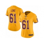 Women Nike Washington Redskins #61 Spencer Long Limited Gold Rush Vapor Untouchable NFL Jersey