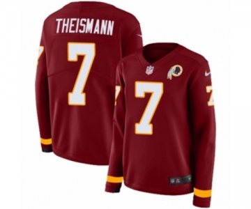 Women Nike Washington Redskins #7 Joe Theismann Limited Burgundy Therma Long Sleeve NFL Jersey