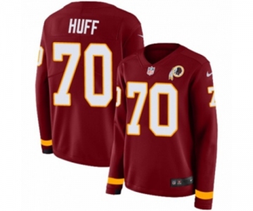 Women Nike Washington Redskins #70 Sam Huff Limited Burgundy Therma Long Sleeve NFL Jersey