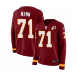 Women Nike Washington Redskins #71 Charles Mann Limited Burgundy Therma Long Sleeve NFL Jersey