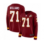 Women Nike Washington Redskins #71 Trent Williams Limited Burgundy Therma Long Sleeve NFL Jersey