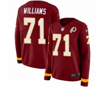 Women Nike Washington Redskins #71 Trent Williams Limited Burgundy Therma Long Sleeve NFL Jersey