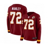 Women Nike Washington Redskins #72 Dexter Manley Limited Burgundy Therma Long Sleeve NFL Jersey