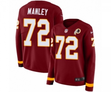 Women Nike Washington Redskins #72 Dexter Manley Limited Burgundy Therma Long Sleeve NFL Jersey