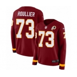 Women Nike Washington Redskins #73 Chase Roullier Limited Burgundy Therma Long Sleeve NFL Jersey