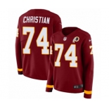 Women Nike Washington Redskins #74 Geron Christian Limited Burgundy Therma Long Sleeve NFL Jersey