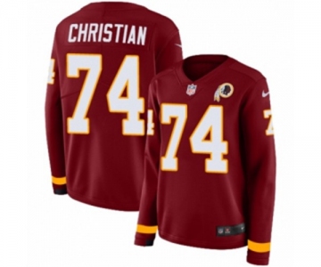 Women Nike Washington Redskins #74 Geron Christian Limited Burgundy Therma Long Sleeve NFL Jersey