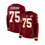 Women Nike Washington Redskins #75 Brandon Scherff Limited Burgundy Therma Long Sleeve NFL Jersey