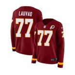 Women Nike Washington Redskins #77 Shawn Lauvao Limited Burgundy Therma Long Sleeve NFL Jersey