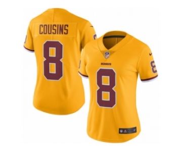 Women Nike Washington Redskins #8 Kirk Cousins Limited Gold Rush Vapor Untouchable NFL Jersey