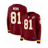 Women Nike Washington Redskins #81 Art Monk Limited Burgundy Therma Long Sleeve NFL Jersey