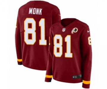 Women Nike Washington Redskins #81 Art Monk Limited Burgundy Therma Long Sleeve NFL Jersey