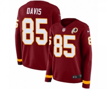 Women Nike Washington Redskins #85 Vernon Davis Limited Burgundy Therma Long Sleeve NFL Jersey